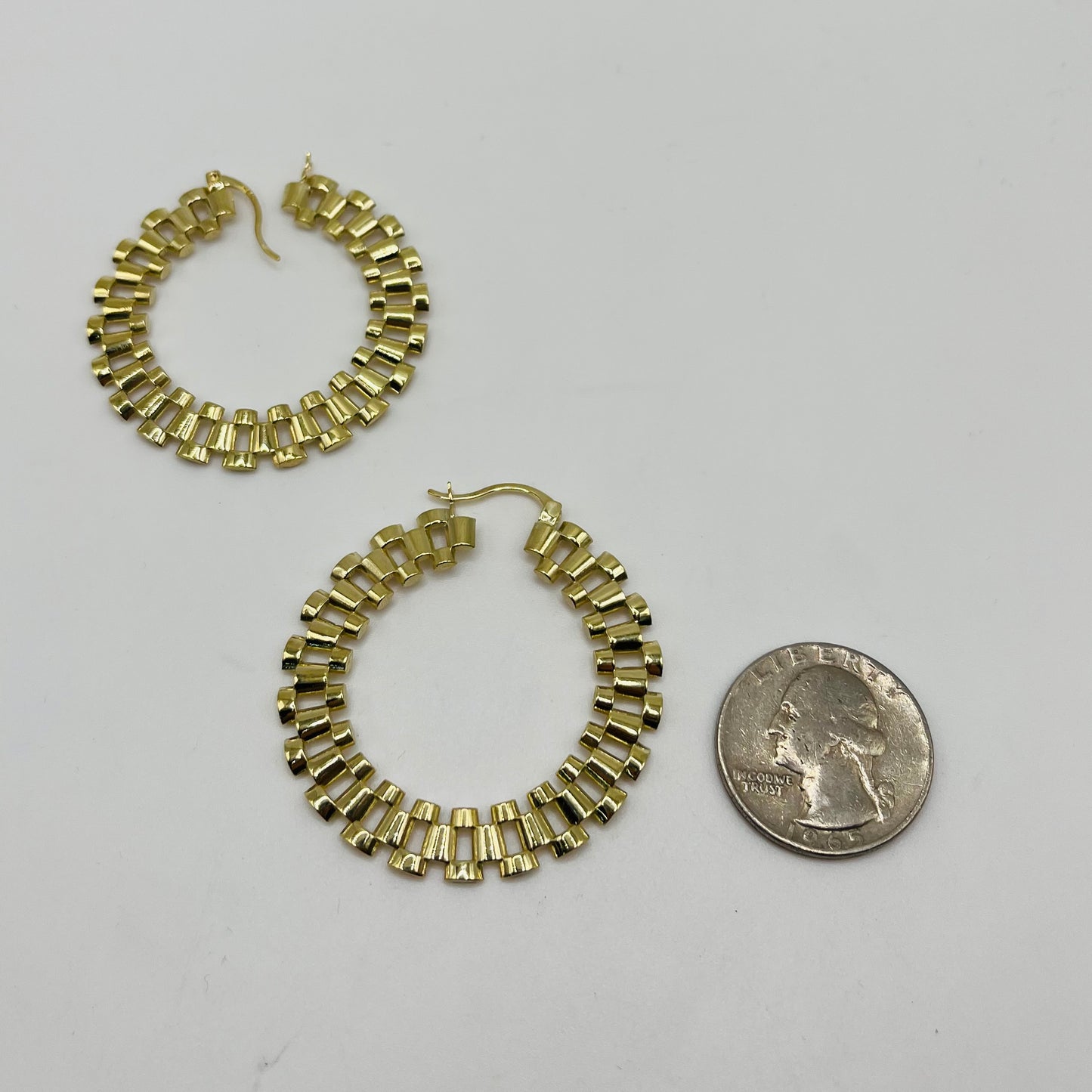 10K Gold Flat RX hoops (1.6")