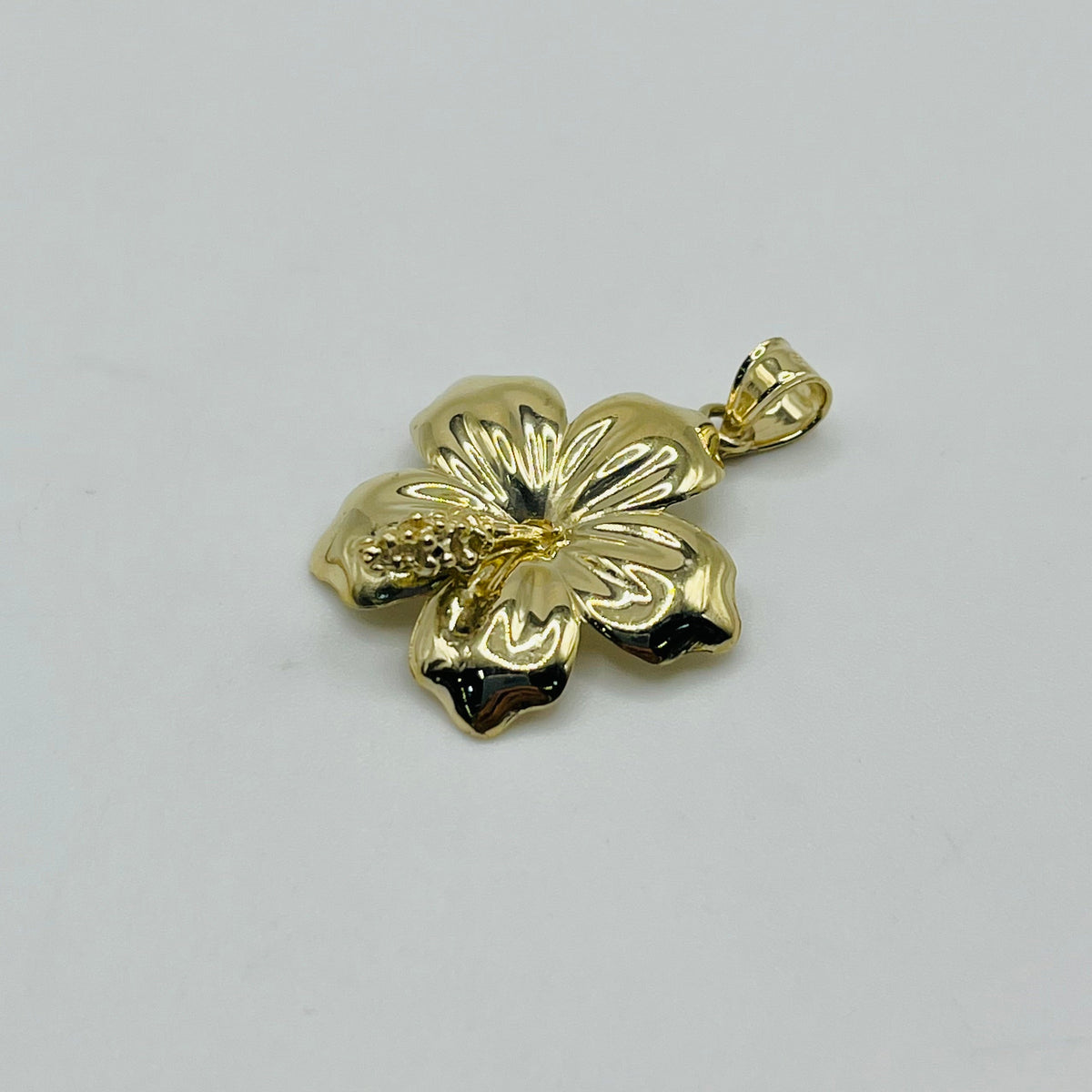 10K Gold Hibiscus Pendant | Face Size: 23mm