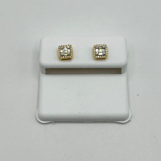 10K Gold Diamond Maison Square Earrings (S)