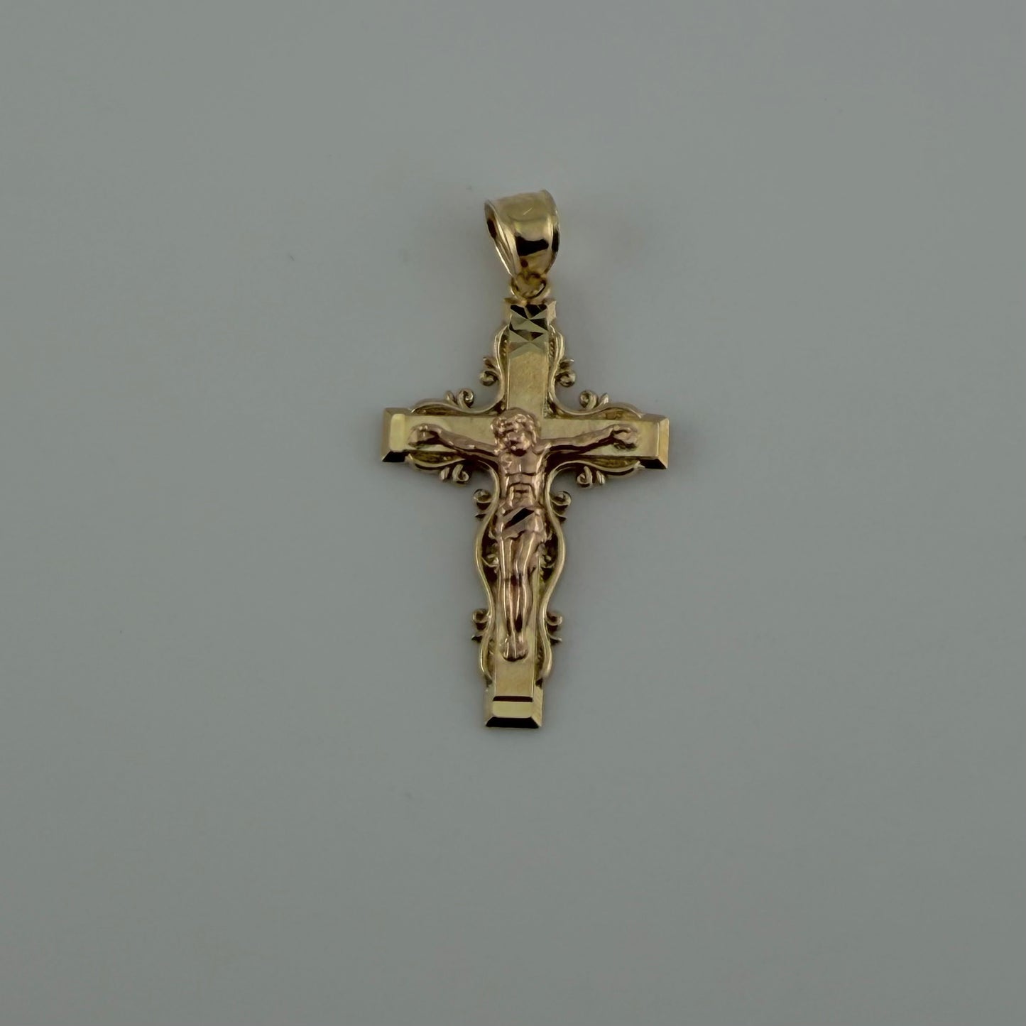 14k Gold Two Tone Crucifix Cross Charm