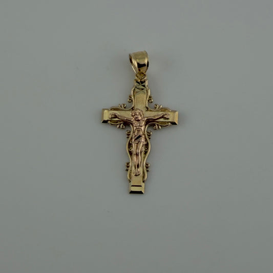14k Gold Two Tone Crucifix Cross Charm