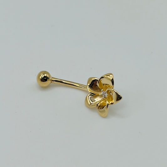 14k Gold Hibiscus Belly Ring