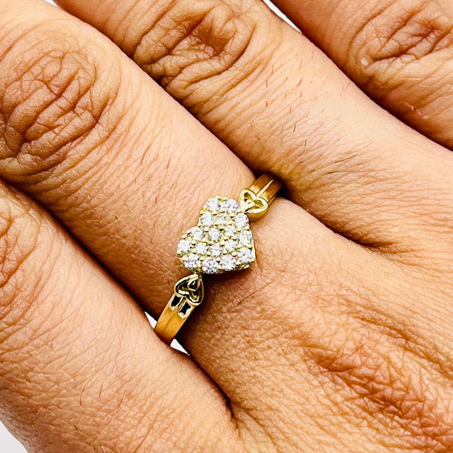 10K Gold Dainty CZ Heart Ring