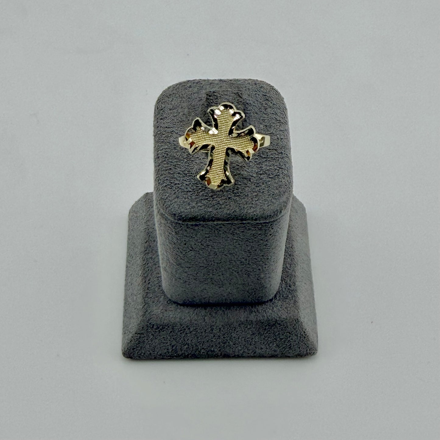 10k Gold Plain Band Roman Cross Ring