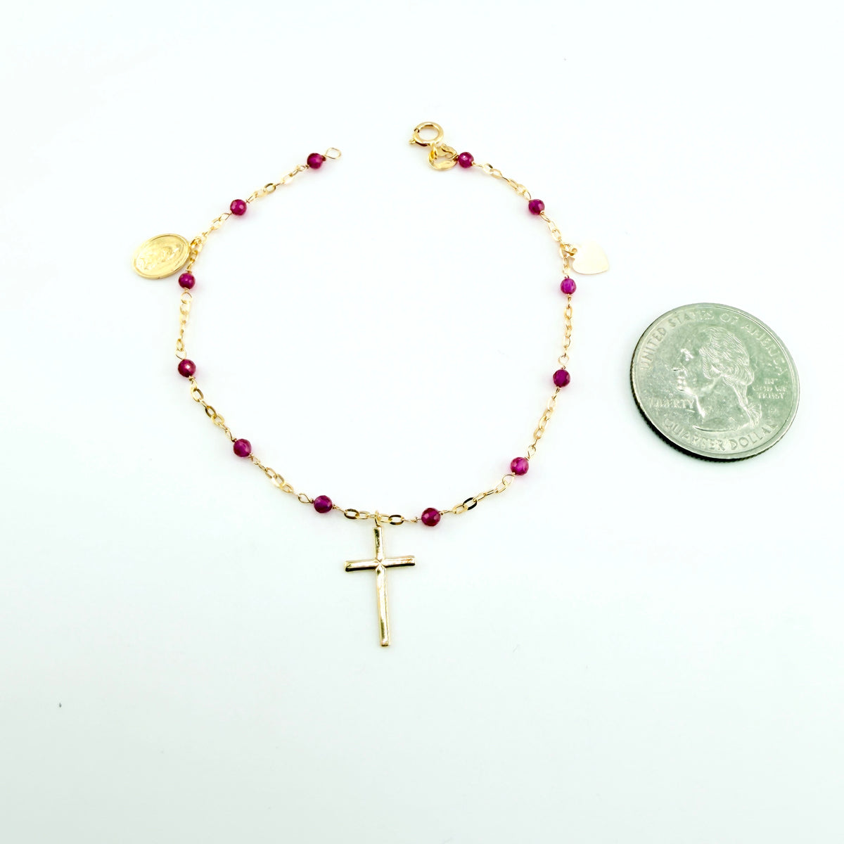 10K Gold Dainty Charm and Gem Bracelets