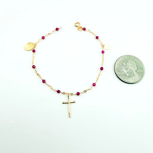 10K Gold Dainty Charm and Gem Bracelets