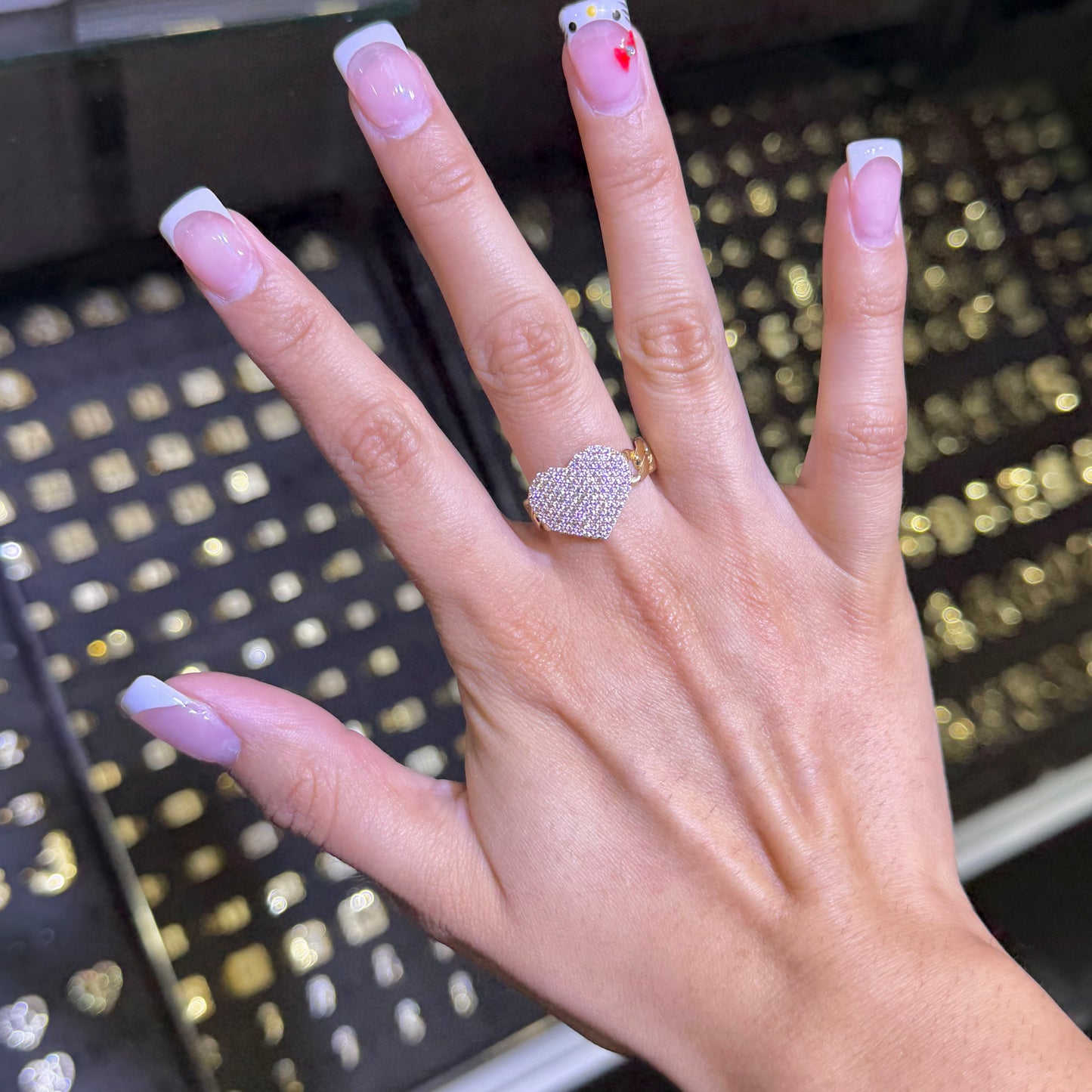 10k Gold CZ Miami Cuban Love Ring