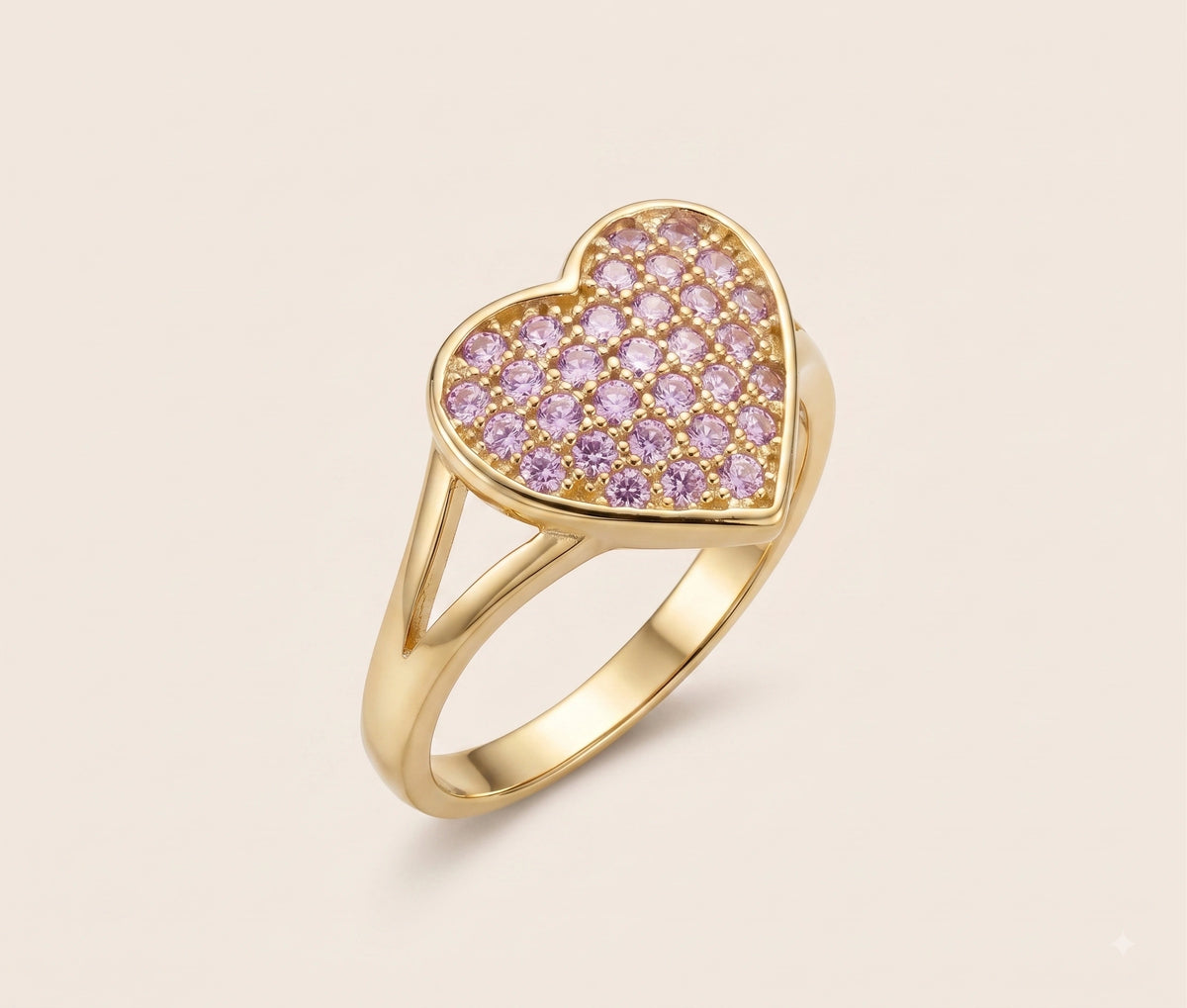 10K Gold Domed CZ Heart Ring
