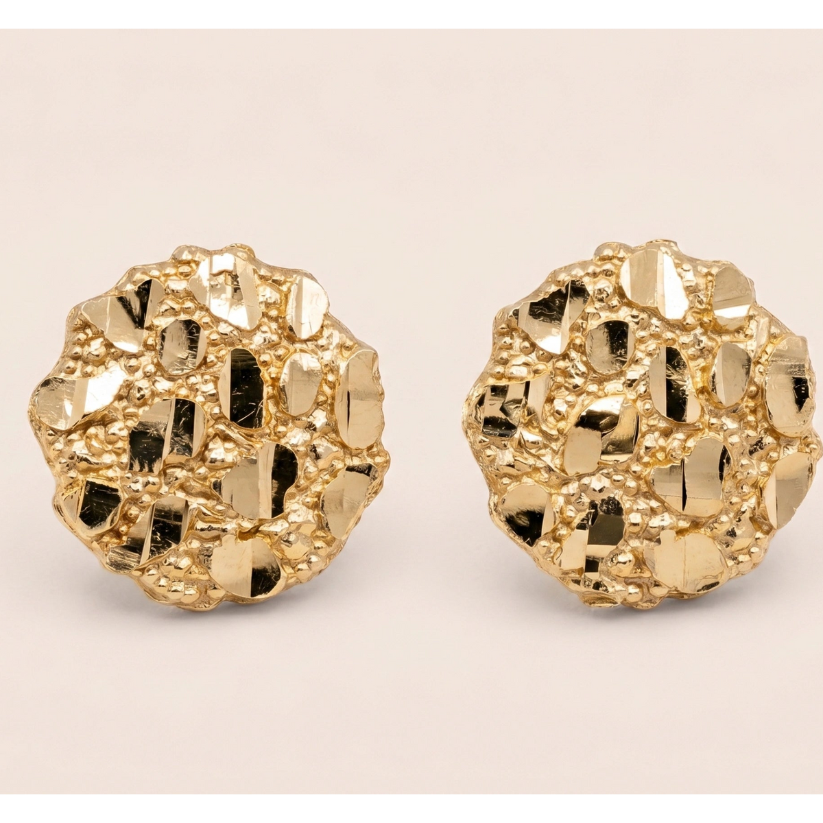 10K Gold Round Nugget Earrings - Small (~10mm)