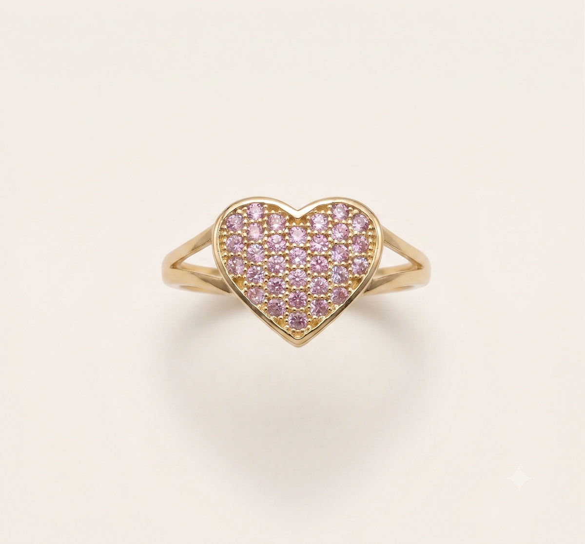 10K Gold Domed CZ Heart Ring