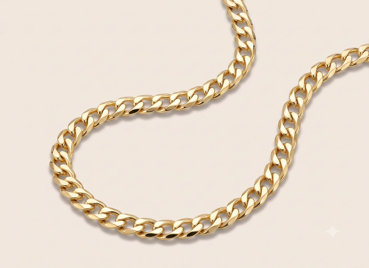 10K Gold Hollow Pave Cuban Chain