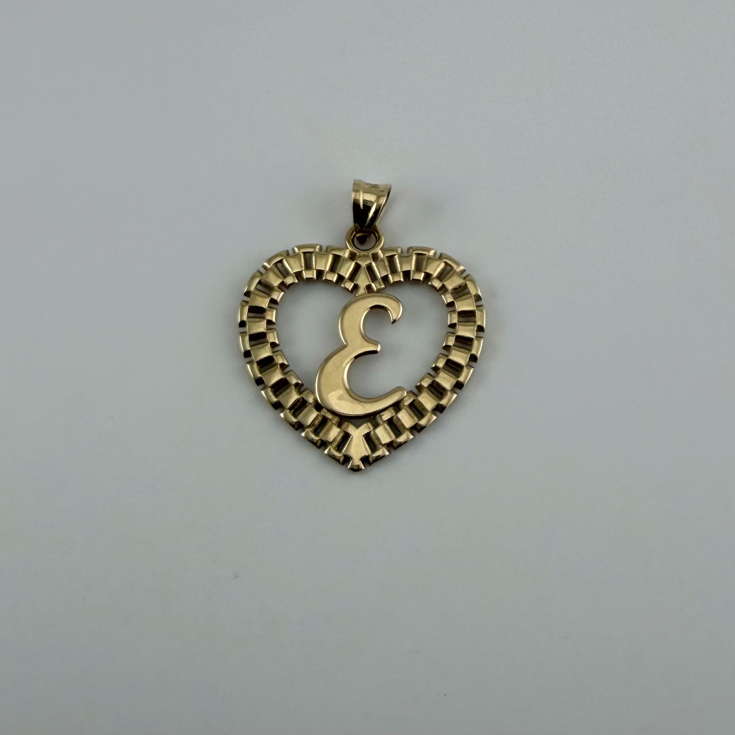 10K Gold RX Heart Initial Charm (L)