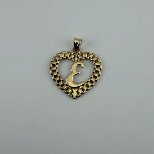 10K Gold RX Heart Initial Charm (L)