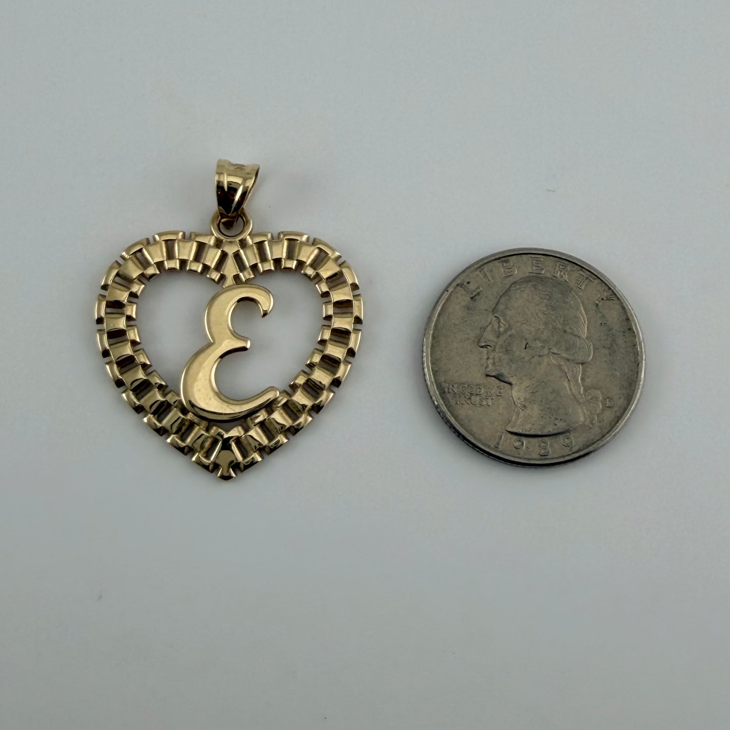 10K Gold RX Heart Initial Charm (L)