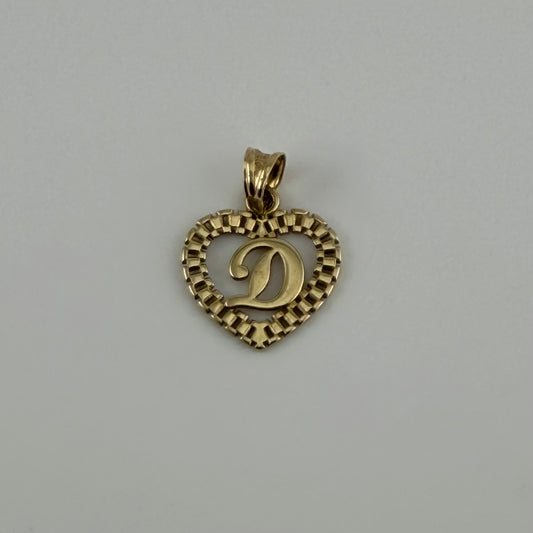 10K Gold RX Heart Initial Charm (S)