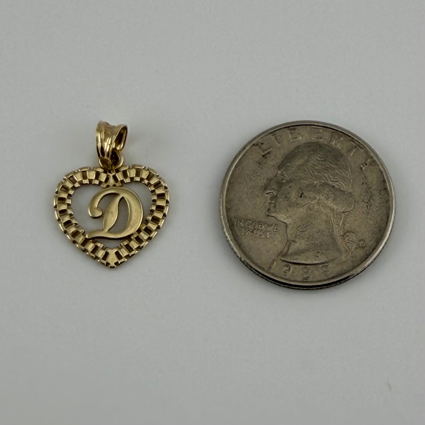 10K Gold RX Heart Initial Charm (Small)