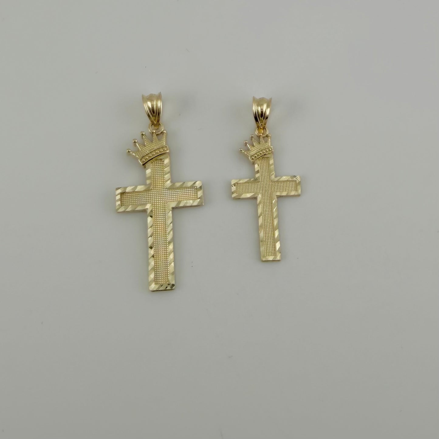 10k Gold Crowned Faith Cross Charm Small
