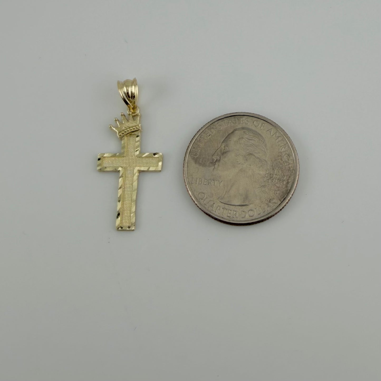10k Gold Crowned Faith Cross Charm Small