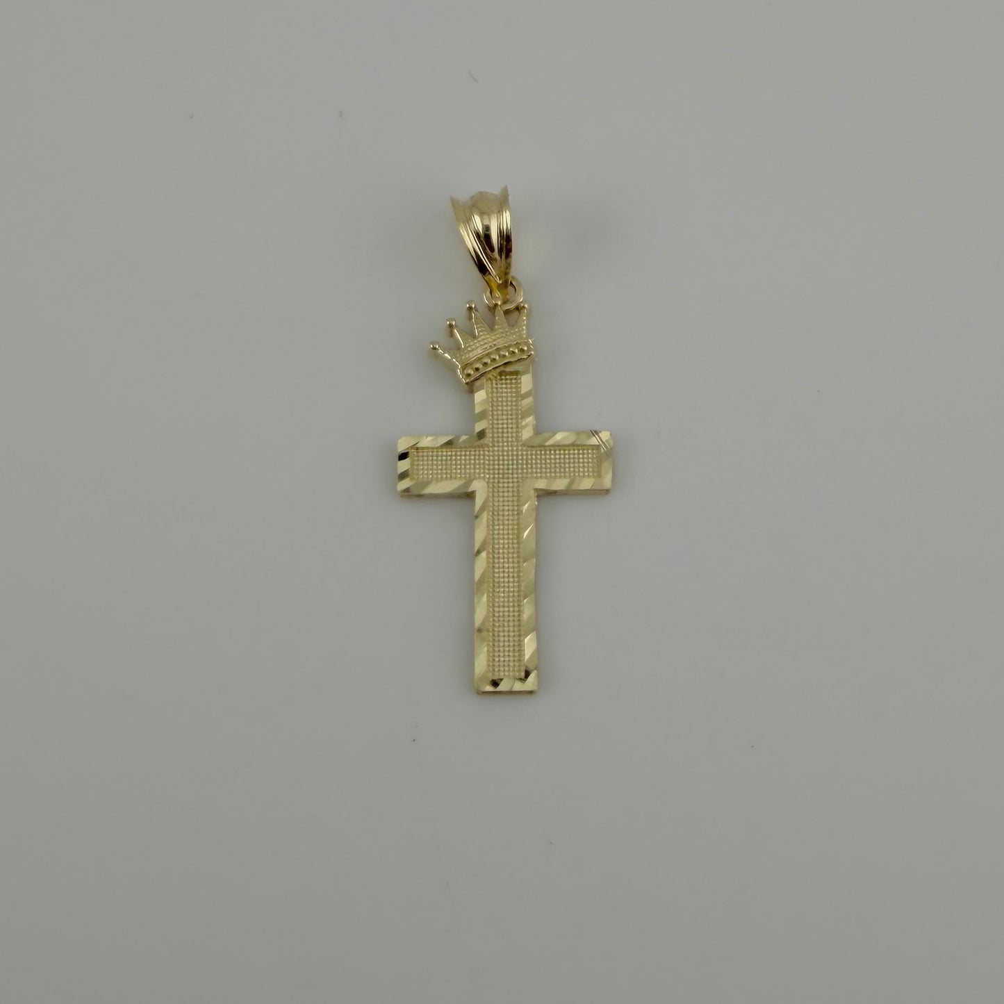 10k Gold Crowned Faith Cross Charm Small