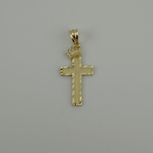 10k Gold Crowned Faith Cross Charm Small