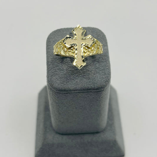 14k Gold Classic Legend Cross Nugget Ring