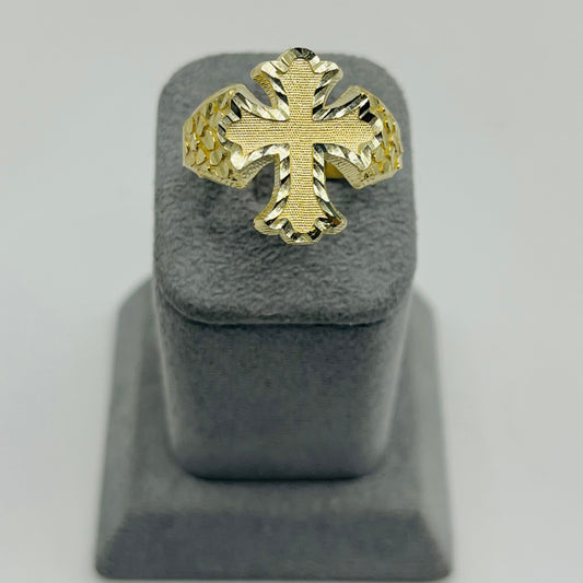 14k Gold Royal Cross Nugget Ring
