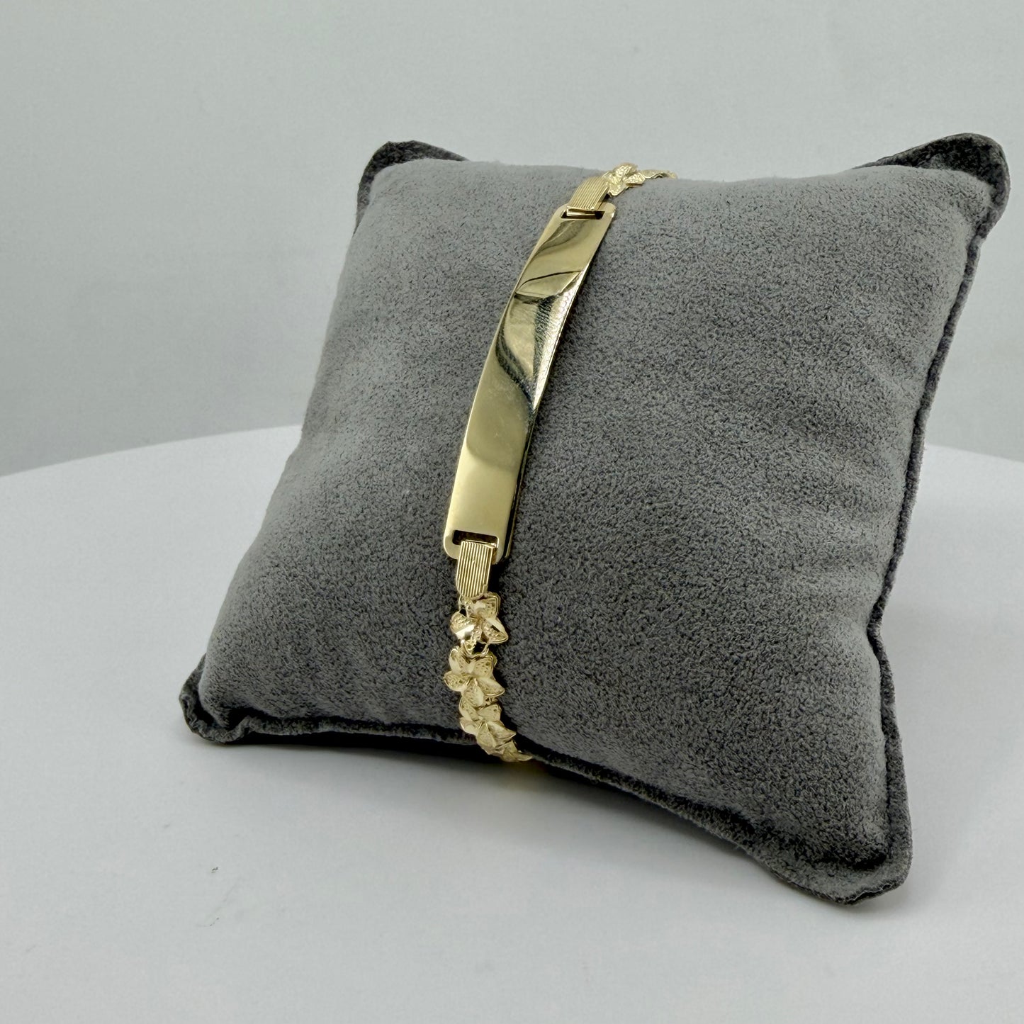 10k Gold 7mm Hibiscus ID Bracelet
