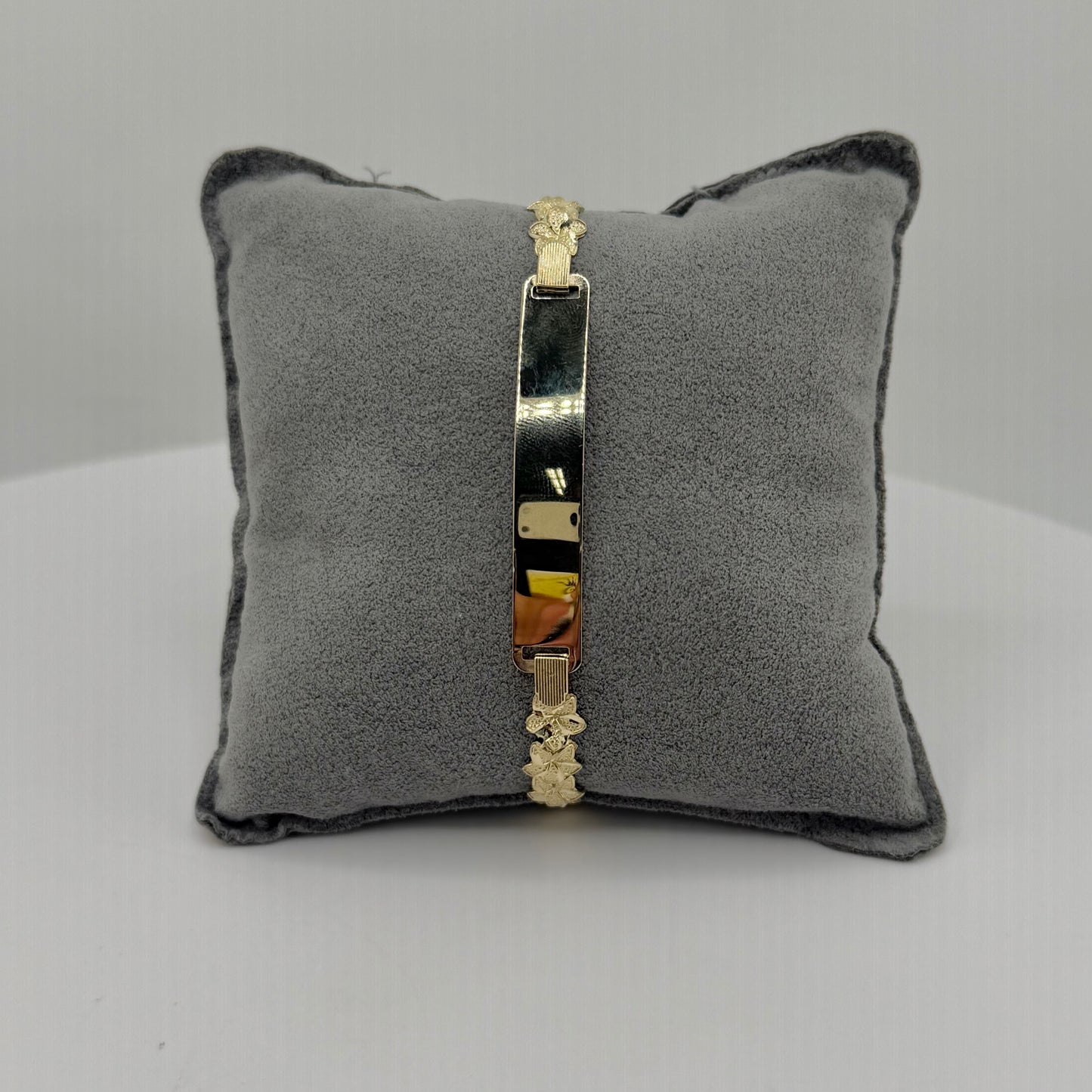 10k Gold 7mm Hibiscus ID Bracelet