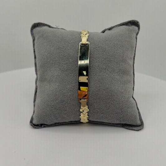 10k Gold 7mm Hibiscus ID Bracelet