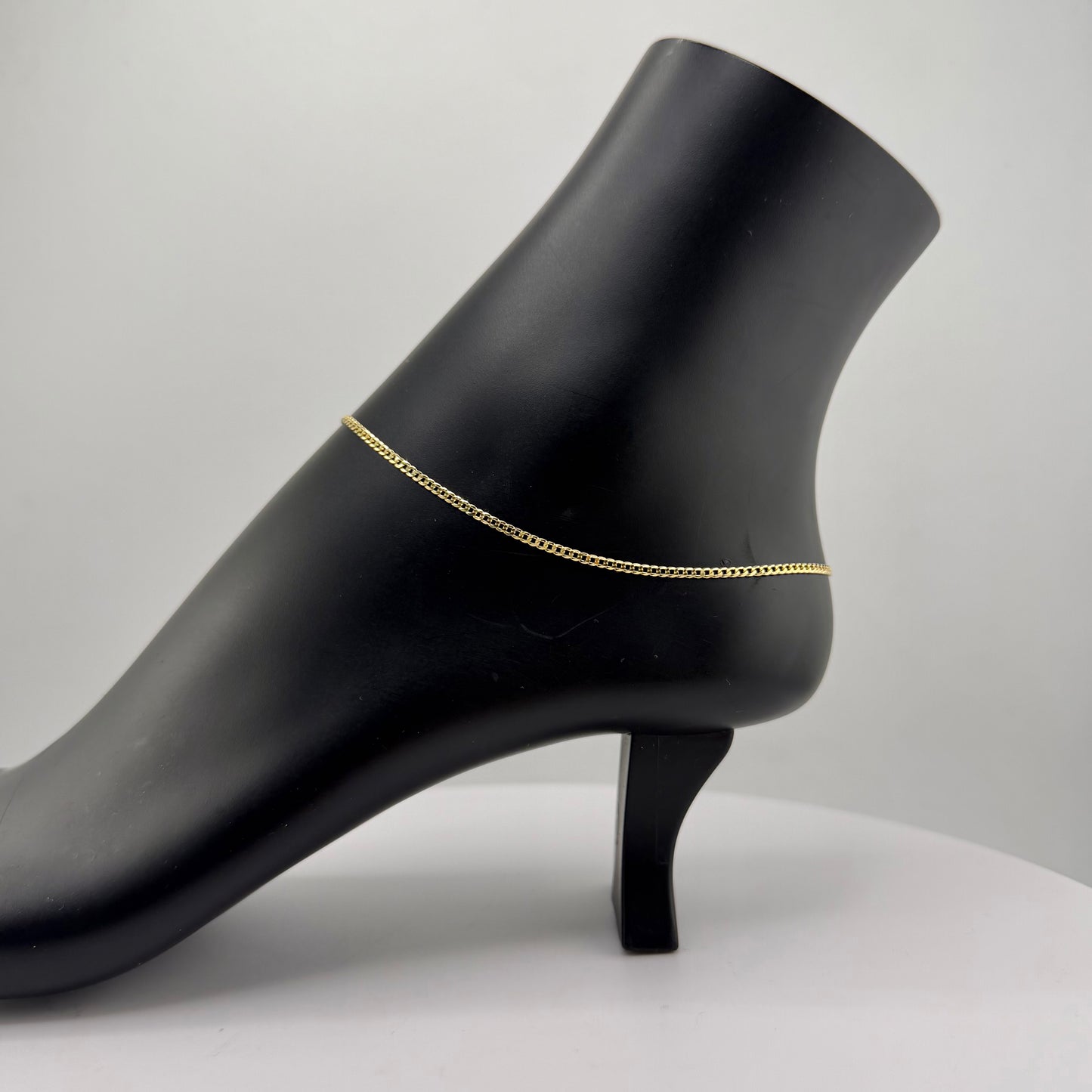 10k Gold 2mm Solid Cuban Anklet