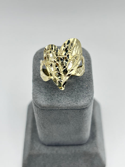 10K Gold Fancy  Heart Nugget Ring (Larger version)