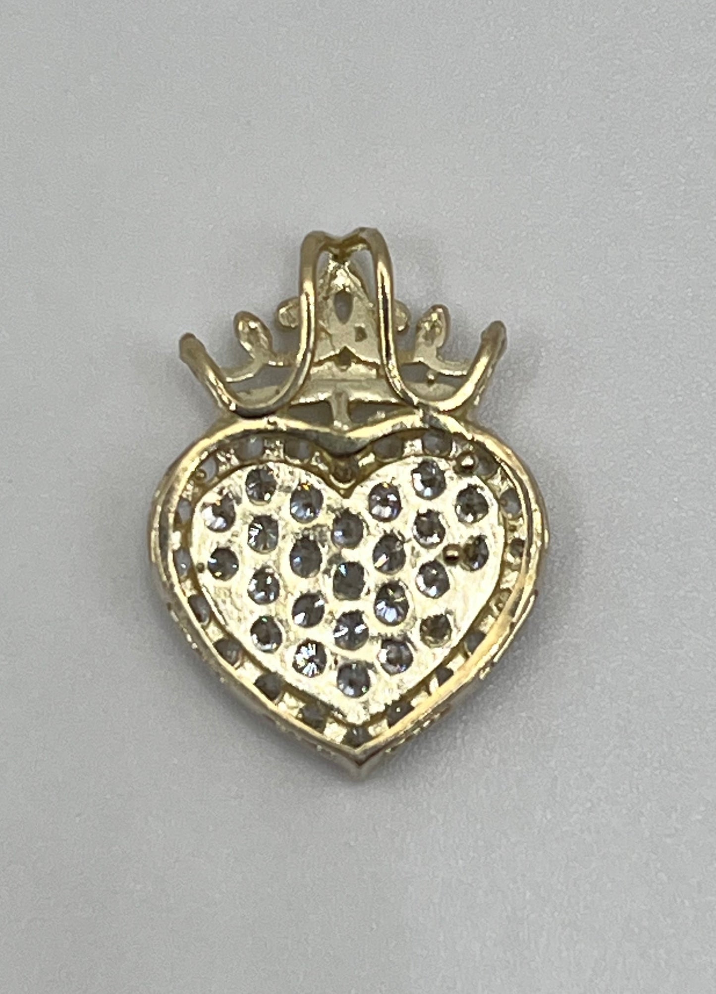 10K Gold CZ heart with Crown Charm