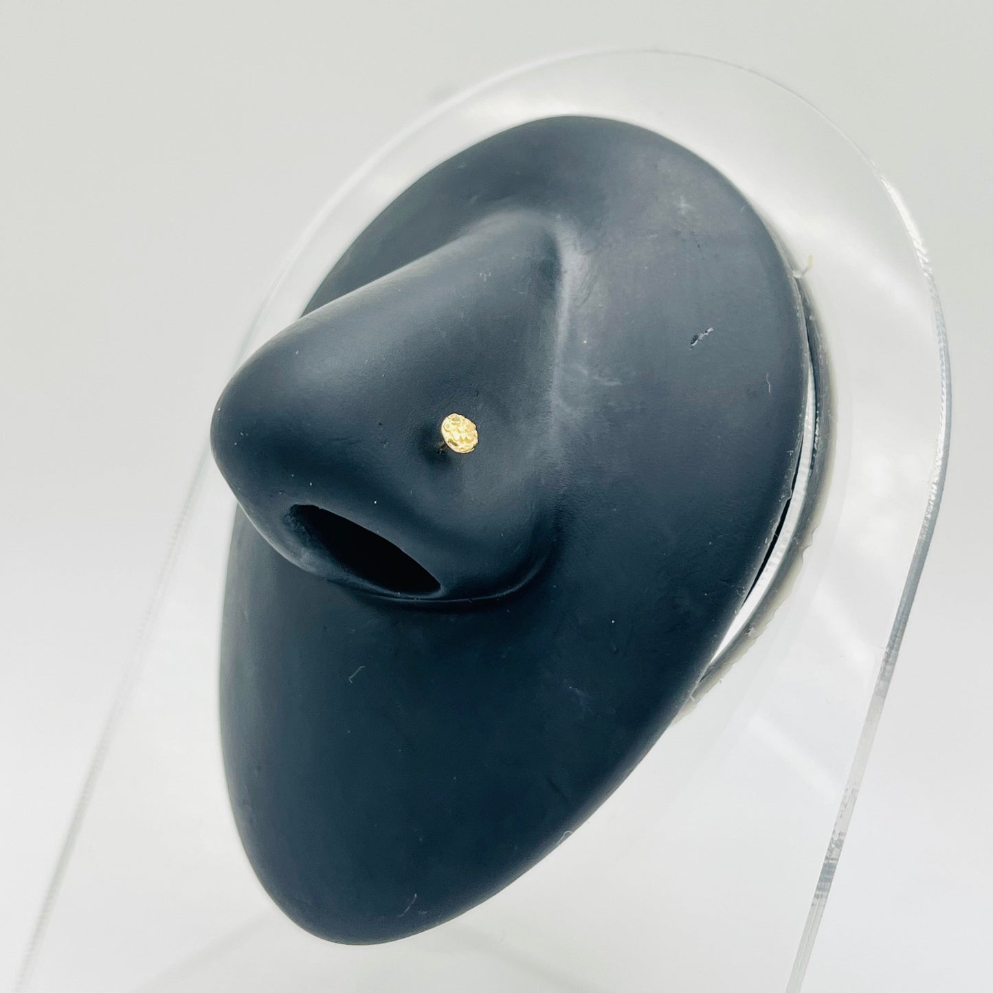 14K Gold Round Nugget Nose Ring L Shape