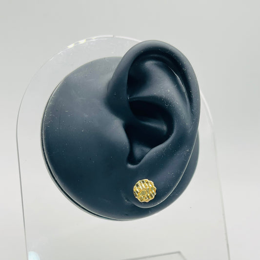 10K Gold Round Nugget Earrings (Extra Small)