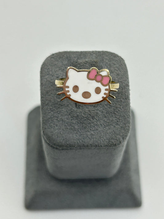 10K Gold Full Color PINK Kitty ring (smaller head)