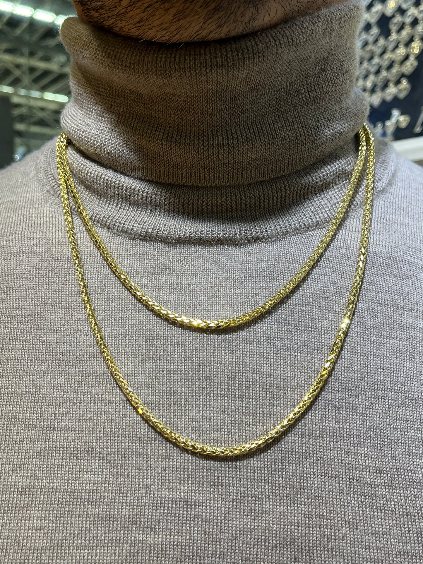 10K Gold 3mm Palm / Wheat Chain