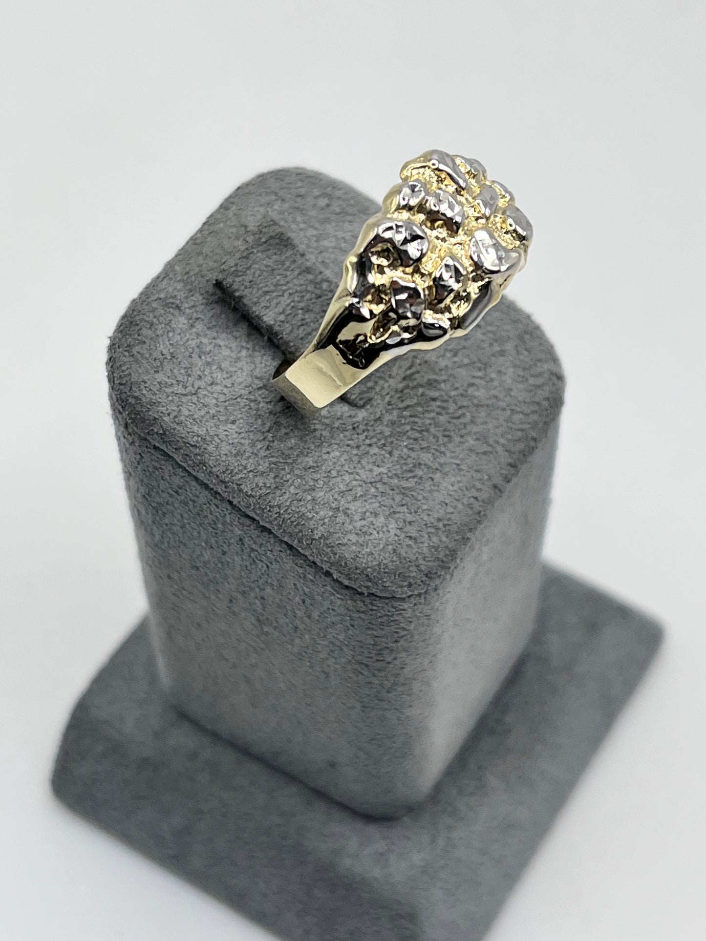 10K Gold Two Tone Nugget Ring (lightweight)