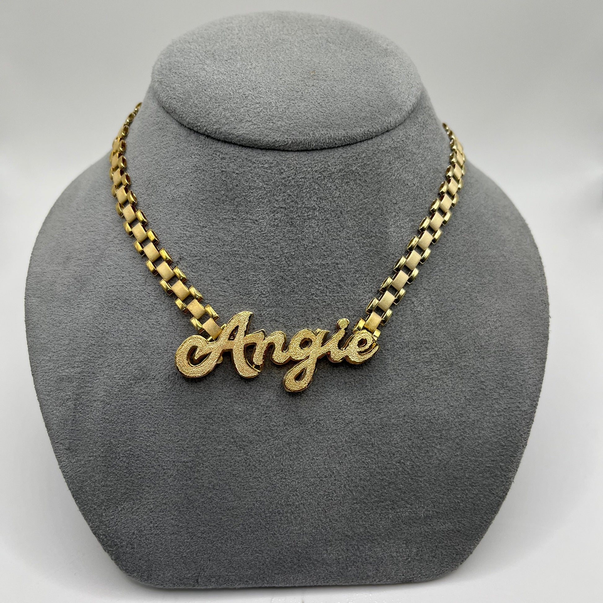 10K Gold Custom Double Nameplate RX Chain | Width: 5mm