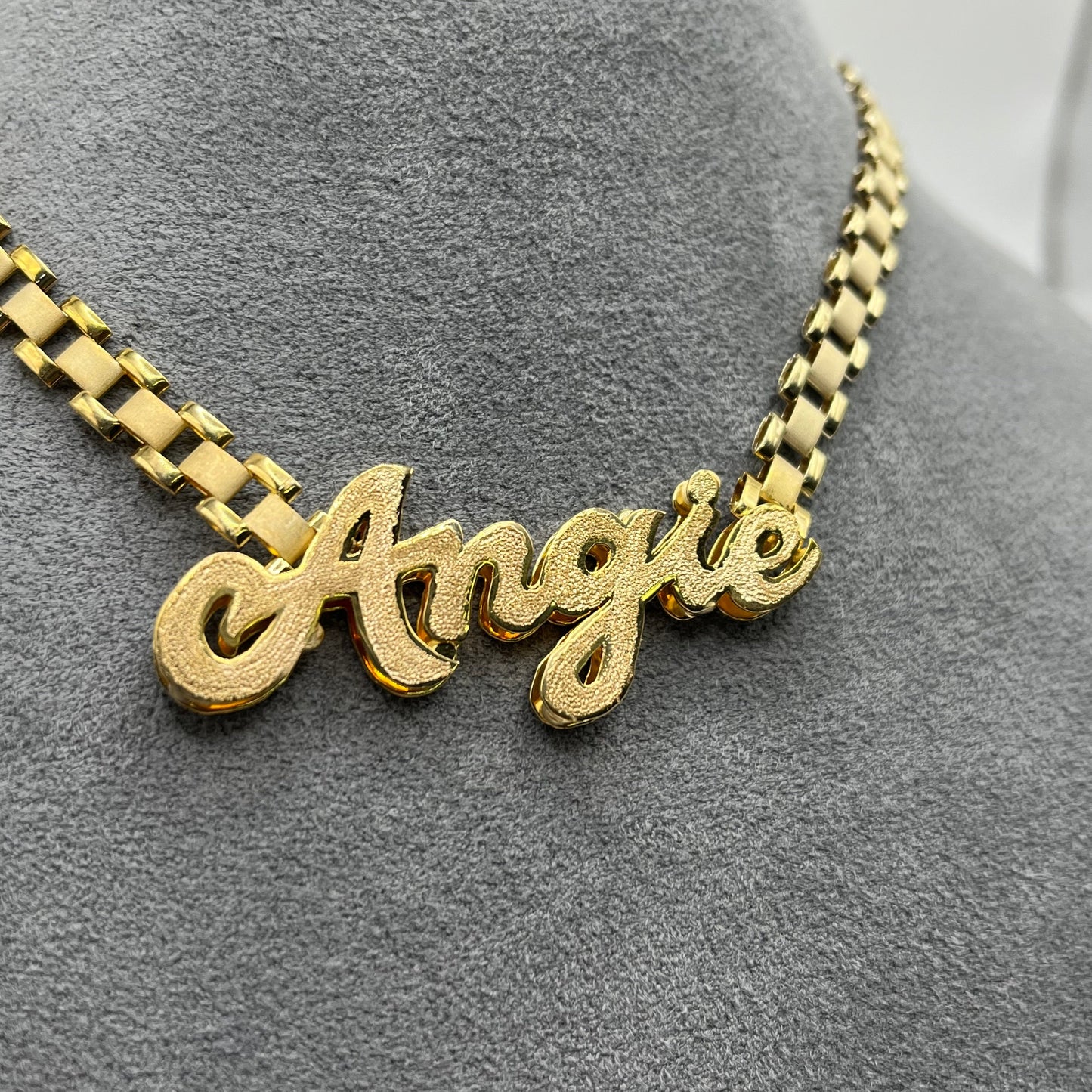10K Gold Custom Double Nameplate RX Chain | Width: 5mm