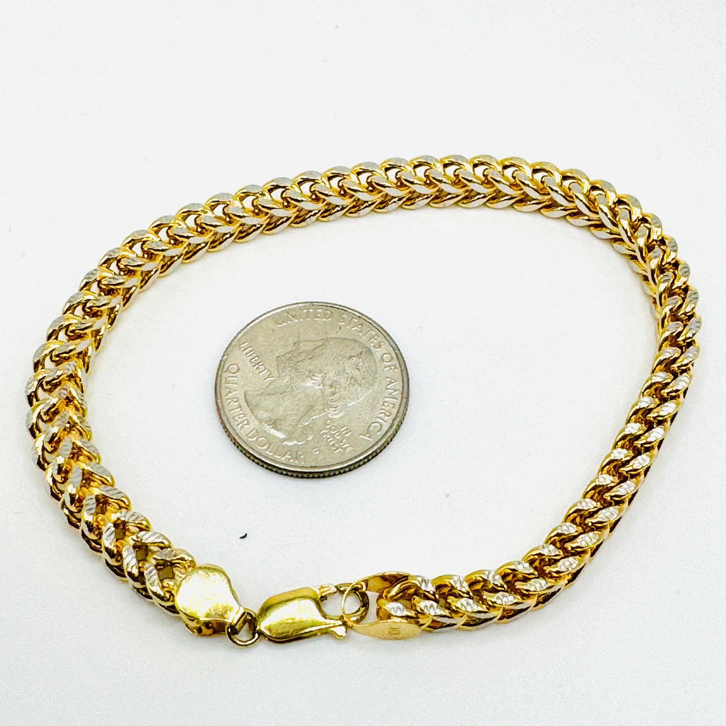 10K Gold Diamond Cut Franco Bracelet | Width: 6mm