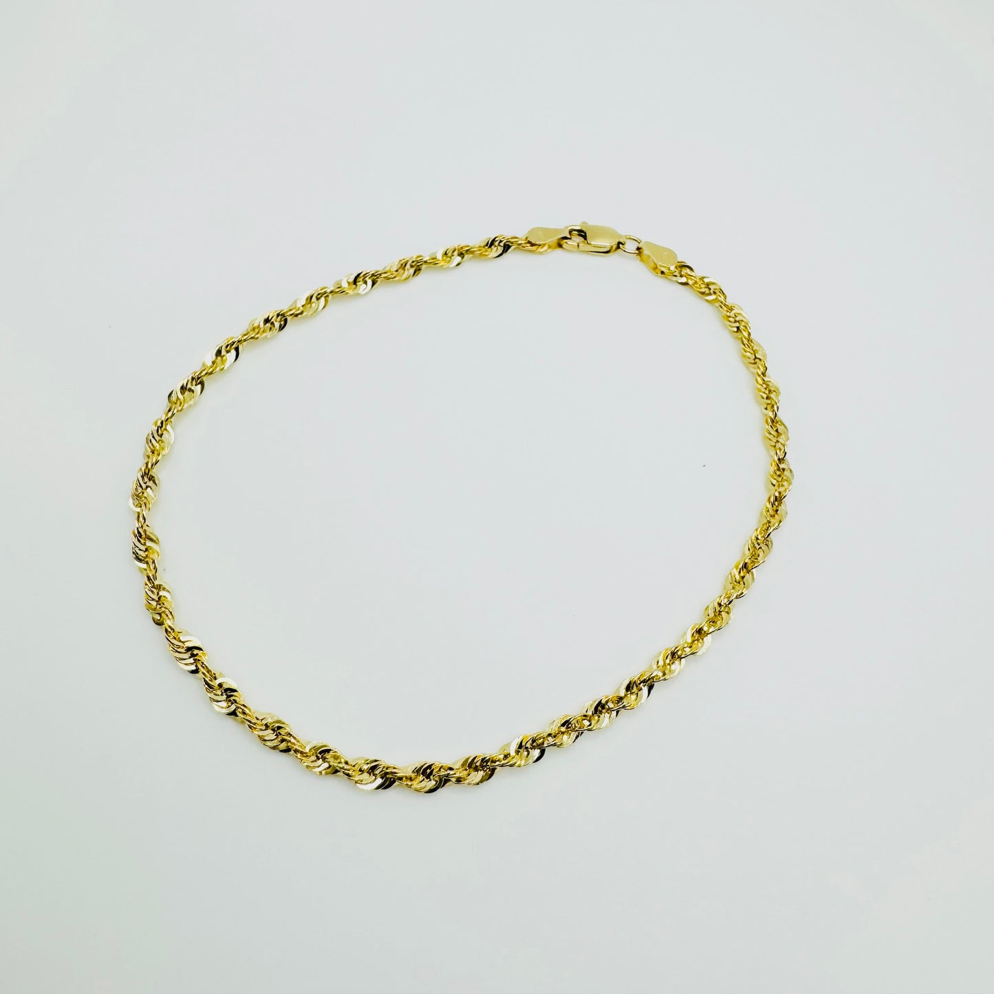 14K Gold Diamond Cut Rope Bracelet 3.5MM