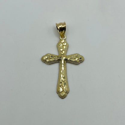 10k Gold Antique Nugget Cross Charm