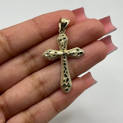 10k Gold Antique Nugget Cross Charm