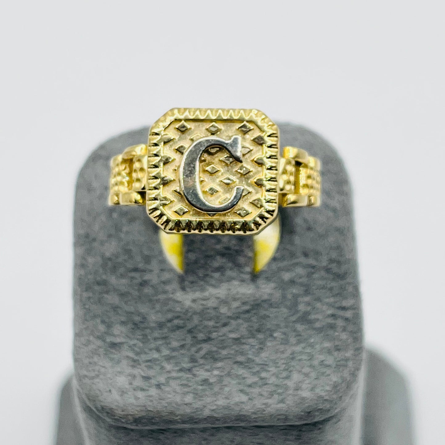 10K Gold RX Band Initial Ring