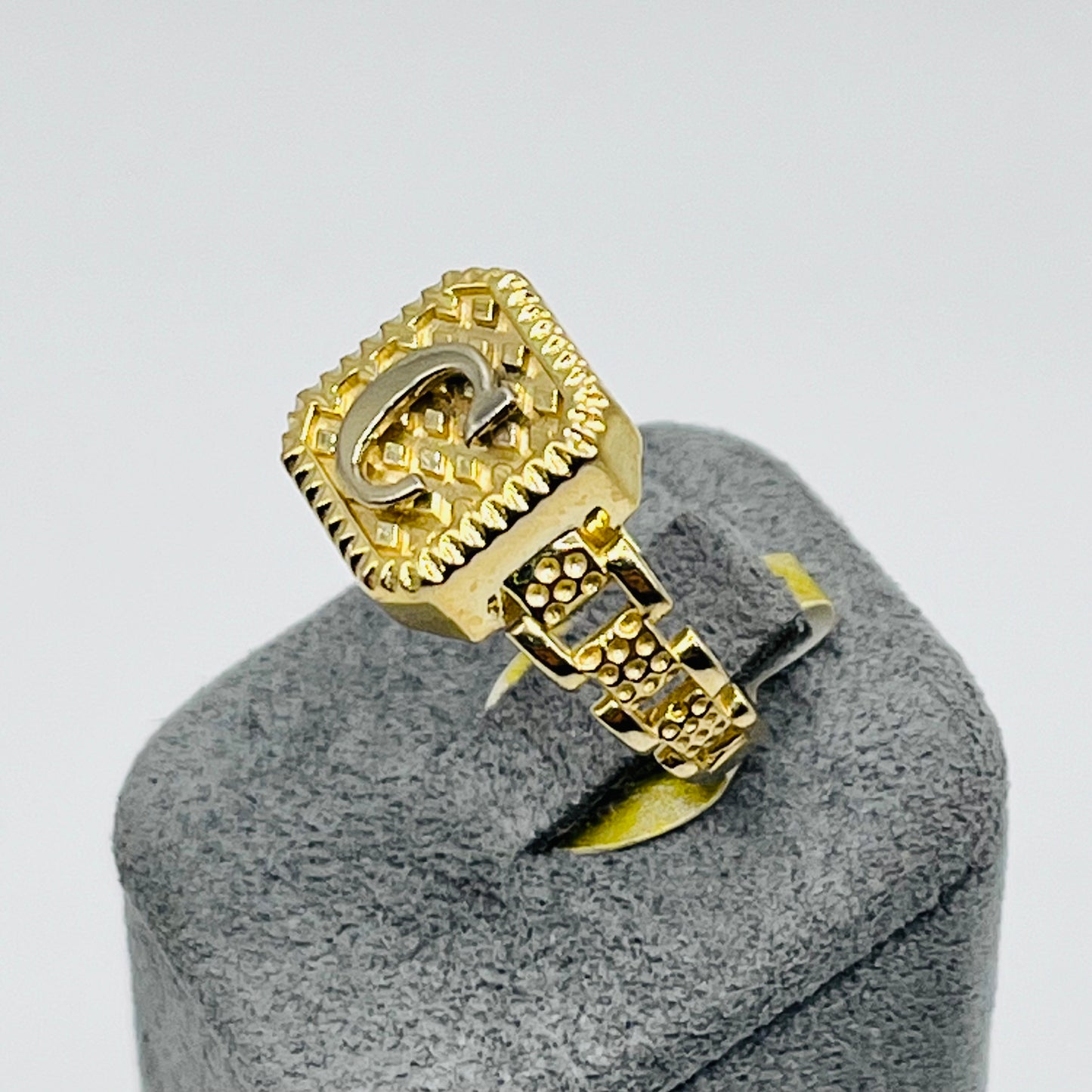 10K Gold RX Band Initial Ring