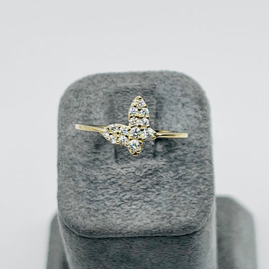 10K Gold Dainty Butterfly Ring with CZ