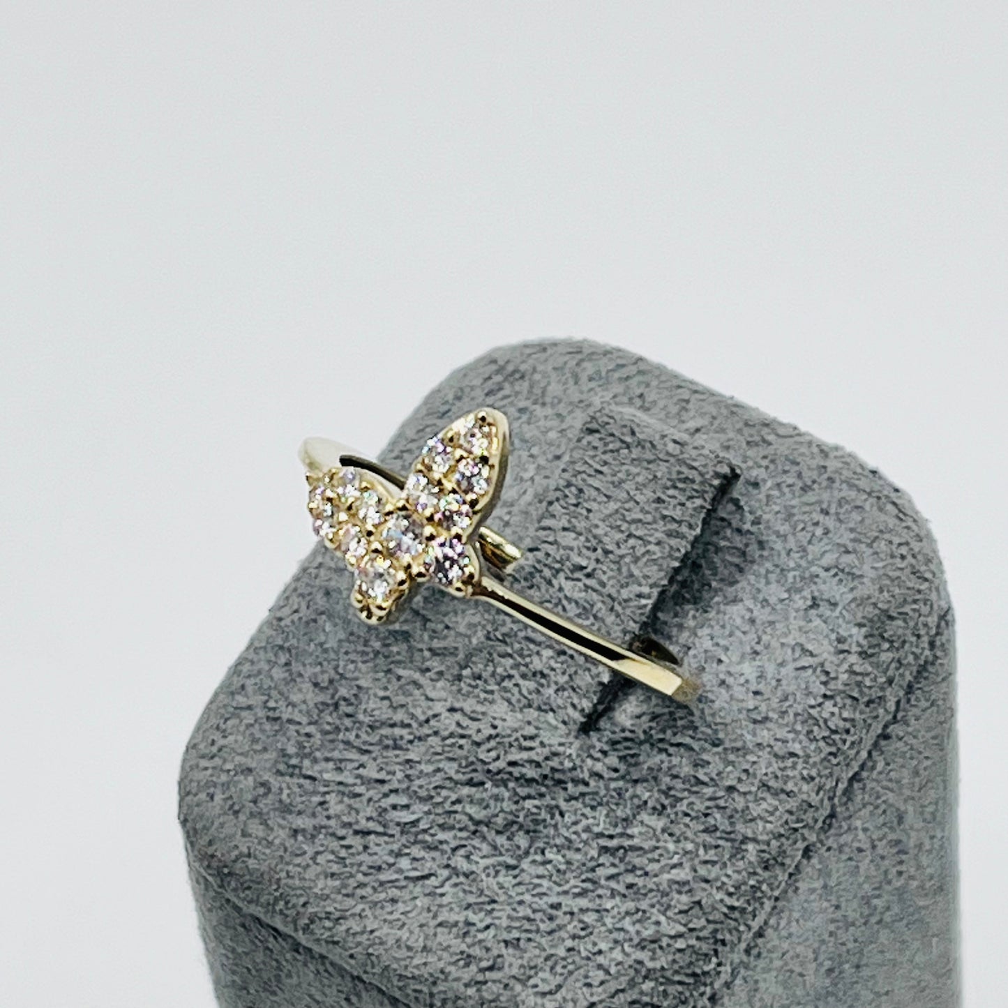 10K Gold Dainty Butterfly Ring with CZ