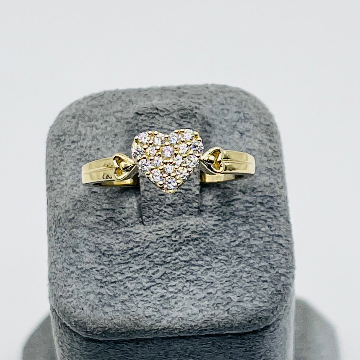 10K Gold Dainty CZ Heart Ring