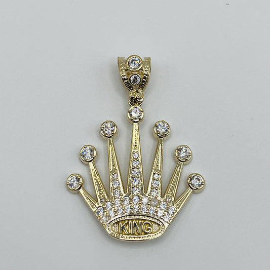 10K Gold Crown Charm with CZ