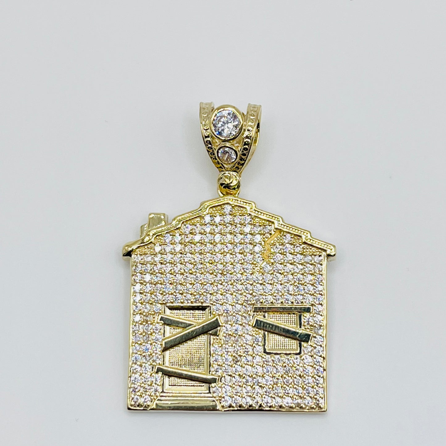 10K Gold CZ Trap House Charm